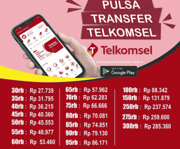 pricelist harga jasa transfer pulsa telkomsel