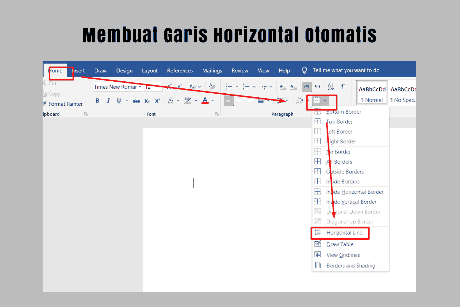 Cara Membuat Garis di Word Horizontal